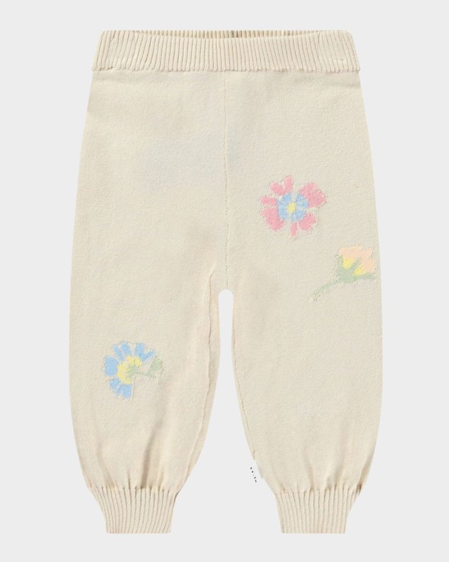 Girl's Sol Knit Floral Intarsia Pants, Size 3M-